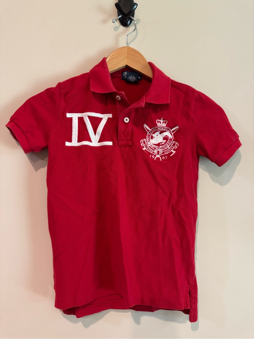 Ralph Lauren Red Polo with White Crest & IV Patch